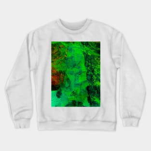 A green snowman or grinch chiseled in a stonewall Crewneck Sweatshirt